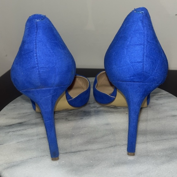 BCBGeneration pointy toe d'Orsay pumps textured suede Sz  8.5 in blue - Picture 4 of 11